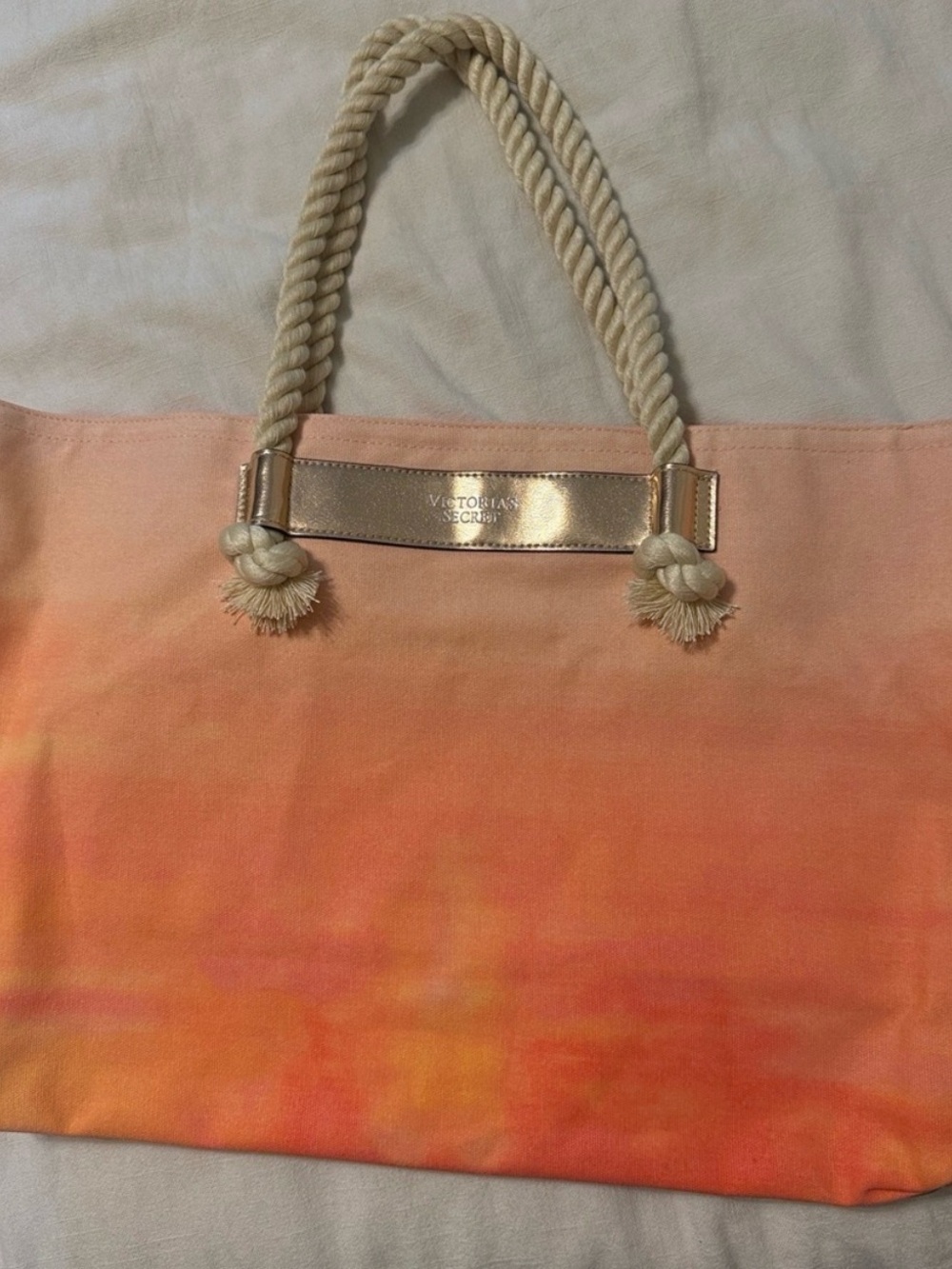 Victoria's Secret Pink to Orange Ombre Rope Handle Tote
